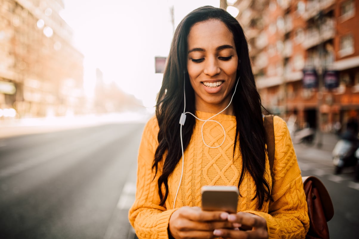 Woman holding phone